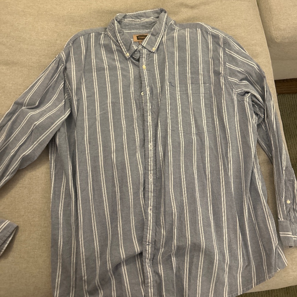Blue & white striped 3XL Foundry Button Up